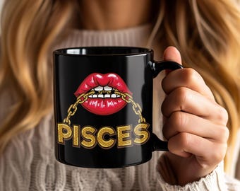 Vissen meisje lippen mok, grappige dierenriem koffiekopje, horoscoop astrologie cadeau voor vrouwen geboren 19 februari-20 maart, coole vissen verjaardagscadeau