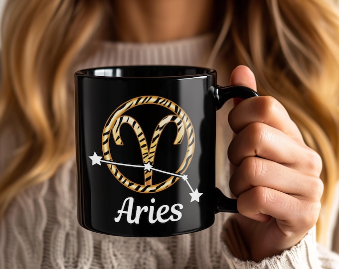 Aries Horoscope Zodiac Sign Mug, Astrology Facts Traits Gift For Aries Born March 21 - April 19, Birthday Christmas Present Cup