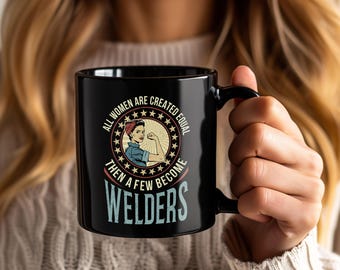 Vintage Welder Woman Mug, Funny Welding Coffee Cup, Retro Union Worker Gift for Mom Wife Grandma, Welder Birthday Mother’s Day Present