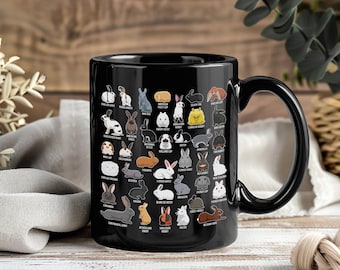 Type of Rabbits Mug, Cute Bunny Coffee Cup, Funny Rabbit Lover Gift, Bunny Owner Mug, Kids Adults Children Animal Pet Cup