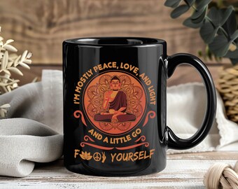 Ich bin vor allem Frieden Liebe und Licht Tasse Yoga Lehrer Geschenk Lustige Yoga Tasse Vintage Yoga Shirt Stil Yoga Liebhaber Geschenk Achtsamkeit Kaffeetasse