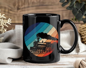 Taza de tren, taza de café vintage con locomotora, regalo divertido para maquinista, regalo para amantes del ferrocarril, taza para coleccionistas de trenes a escala retro