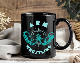 Arm Wrestling Mug, Funny Coffee Cup, Strength Lover Gift, Gym Enthusiast Mug, Arm Wrestler Present, Sports Humor, Tea Cup Gift