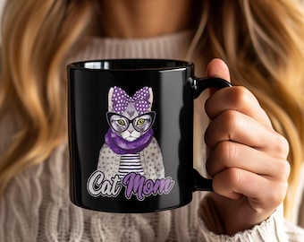 Katzen Mama Tasse, lustige Katzenliebhaber Kaffeetasse, Vintage Retro Geschenk, Katzendame Trinkgefäß, Katzenbesitzer Geburtstagsgeschenk, Haustier-Liebhaber-Tasse