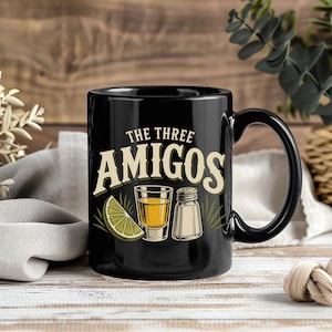 Taza de sal de tequila y lima de Los Tres Amigos, regalo divertido para fiestas, taza de café, humor de bar, para amantes de los cócteles y amigos.