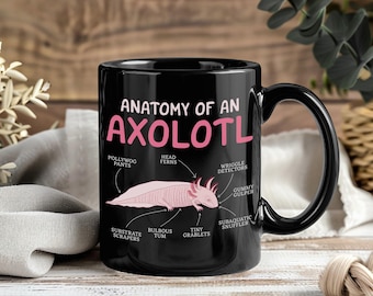 Anatomy Of An Axolotl Mug, Funny Amphibian Lover Gift, Mexican Salamander Coffee Cup for Girls Boys Teens Axolotl Fans Present