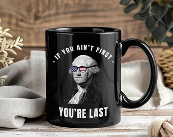 Tazza divertente con George Washington per il 4 luglio, umorismo patriottico americano, regalo per uomo, orgoglio USA.