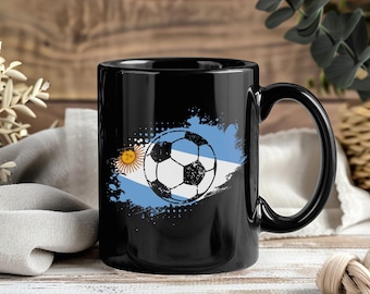 Argentinien Flagge Fußball Fußball Becher Geschenk für Spieler Fans Argentinien Team Kaffeetasse Geburtstag Weihnachten WM Sport Liebhaber