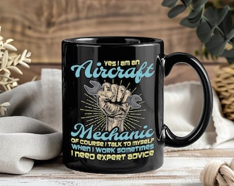 Funny Aviation Mug For Pilots & Aircraft Mechanics, Airplane Lover Gift, Vintage Flying Coffee Cup, Aviator School Airline Present