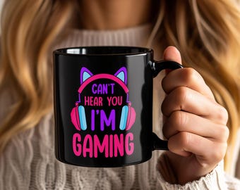 Gamer Mug I Can’t Hear You I’m Gaming Headphones Funny Video Games Gift Coffee Cup For Boys Girls Birthday Christmas Present