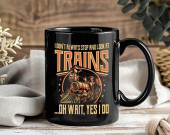 Train Lover Mug Railroad Locomotive Engine Steam Railway Coffee Cup Conductor Gift Vintage Transport Enthusiast Engineer Classic Track