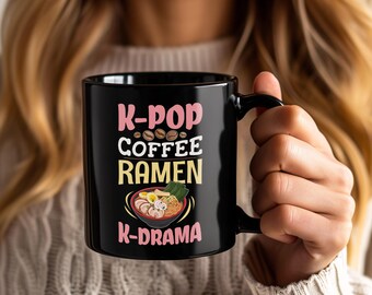 K-Pop Kaffee Ramen Tasse, Japanische Nudeln K-Drama Kaffeetasse, Kpop Südkorea Musikliebhaber Geschenk für Mädchen Jungen Tochter Enkelin