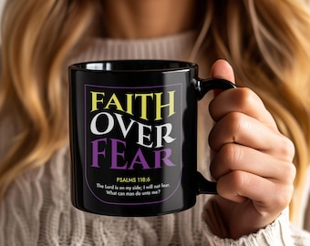 Glaube über Angst Becher, christliche Kaffeetasse, Jesus religiöses Geschenk, Bibel Vers Trinkgeschirr, Gebetstasse, Kirche christliche Tassen