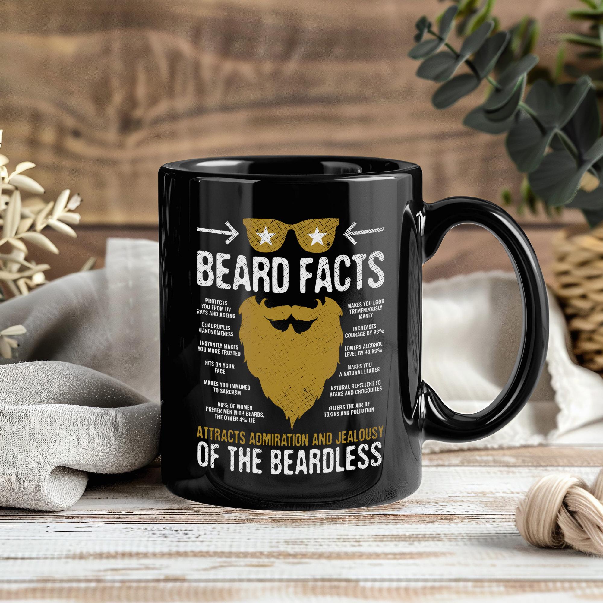 Funny Beard Facts Vintage Retro Mug – Coffee Cup Tea Mugs for Bearded ...