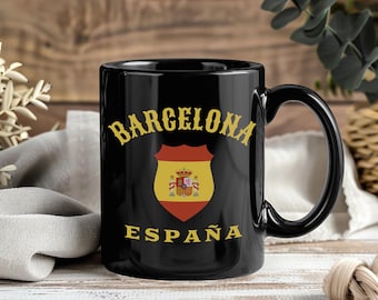 Barcelona City Spain Mug – Coffee Cup Tea Mugs Spanish Flag Red España Gift for Spain Lovers Travel Sport Events Visit Spain Present