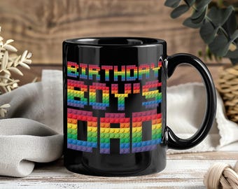 Birthday Boy’s Dad Master Builder Mug, Coffee Cup Gift, Building Blocks Brick Toy Lover, Father Party Present, Fun Builder Gift