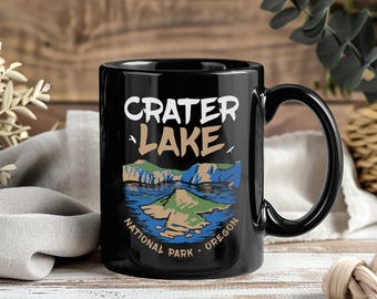 Mug Crater Lake National Park, tasse à café vintage, tasses à thé pour les amateurs de parcs aux États-Unis, aventure en plein air, camping, randonnée, voyage, cadeau nature, Oregon