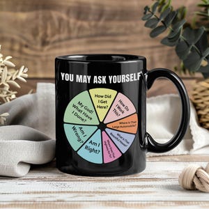 80s Music Retro Lyrics Pie Chart You May Ask Yourself Mug Talking Heads Art Coffee Cup Vintage New Wave Gift Fan Collectible Ceramic Mugs