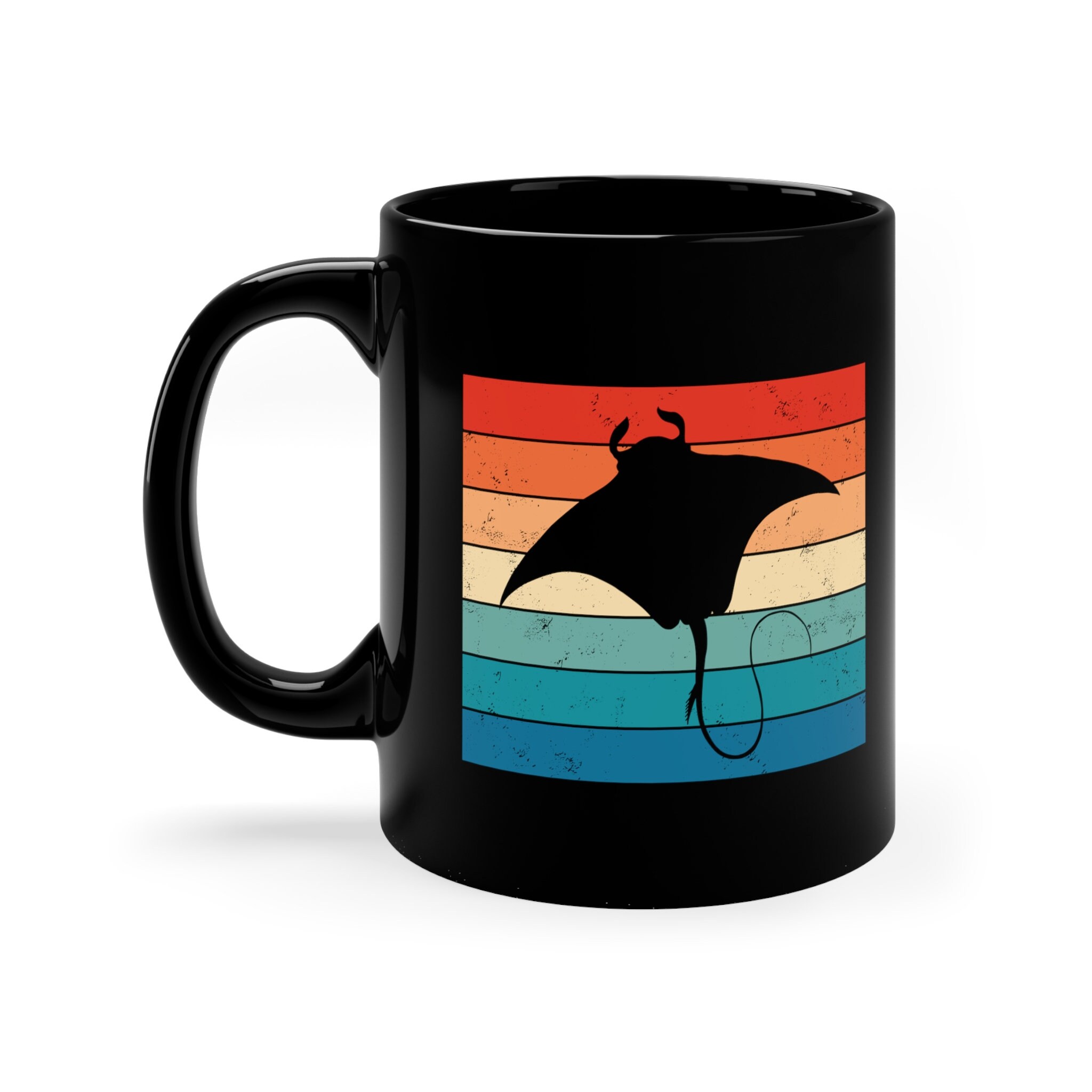 Ocean Animal Scuba Diving Stingray Retro Manta Ray Retro Vintage Gift Mug Coffee Tea Cup Personalized Custom, Aquarium Fish Scuba Diving