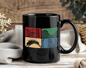 Roller Coasters Mug, Theme Park Coffee Cup, Amusement Ride Tea Drinkware, Thrill Seeker Gifts, Vintage Collage Adventure Enthusiast Keepsake