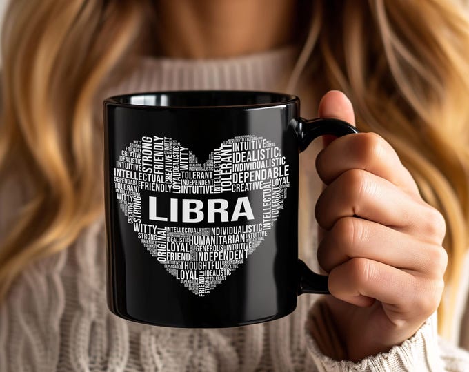 Libra Zodiac Mug, Facts Traits Horoscope Astrology Sign Love Coffee Cup, September 23 - October 22 Birthday Gift, Christmas Present