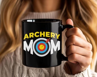 Archery Mom Mug, Bow & Arrow Coffee Cup, Archer Gift for Women Girls, Sport Lover Present, Shooting Competition Team, Mother's Day