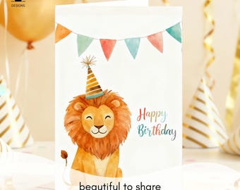 UK Greetings Carte D'anniversaire Disney Le Roi Lion Pour Garçon/fille | Cadeau D'anniversaire | Elle/Lui | Motif Simba Et Ses Amis | Avec Enveloppe | 155 X 235 Mm