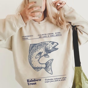 Rainbow Trout Fish Sweatshirt Science Sweatshirt Ecology Oceancore Naturecore Unique Fishing Gift Rainbow Trout Shirt Scientific Sweatshirt