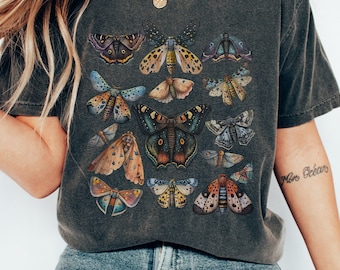 Maglietta Comfort Colors Moth, Maglietta Luna Moth, Maglietta Dark Botanical Butterfly, Maglietta Cottage Core, Felpa con cappuccio Moth, Maglietta Dark Academia, Maglietta Fairycore