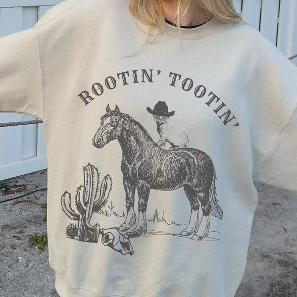 Rootin Tootin Cat Mom Sweatshirt Be Rootin Be Tootin Cowgirl Sweater Cool Cat Mom Midwest Sweatshirt Yeehaw Shirt Space Cowgirl Western