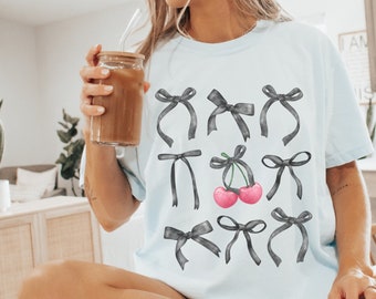 Kirsche Coquette Shirt Dunkel Kokette Coquette Top Coquette Shirt Dunkel Romanze Saubere Mädchen Ästhetische Kokette Kleidung Cherry Shirt Preppy Sachen