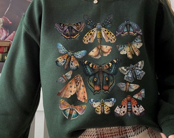 Moth Sweater Luna Moth Dark Botanical Butterfly Sweater Cottage Core Sweater Moth Hoodie Dark Academia Cottagecore Sweater Moth Sweatshirt