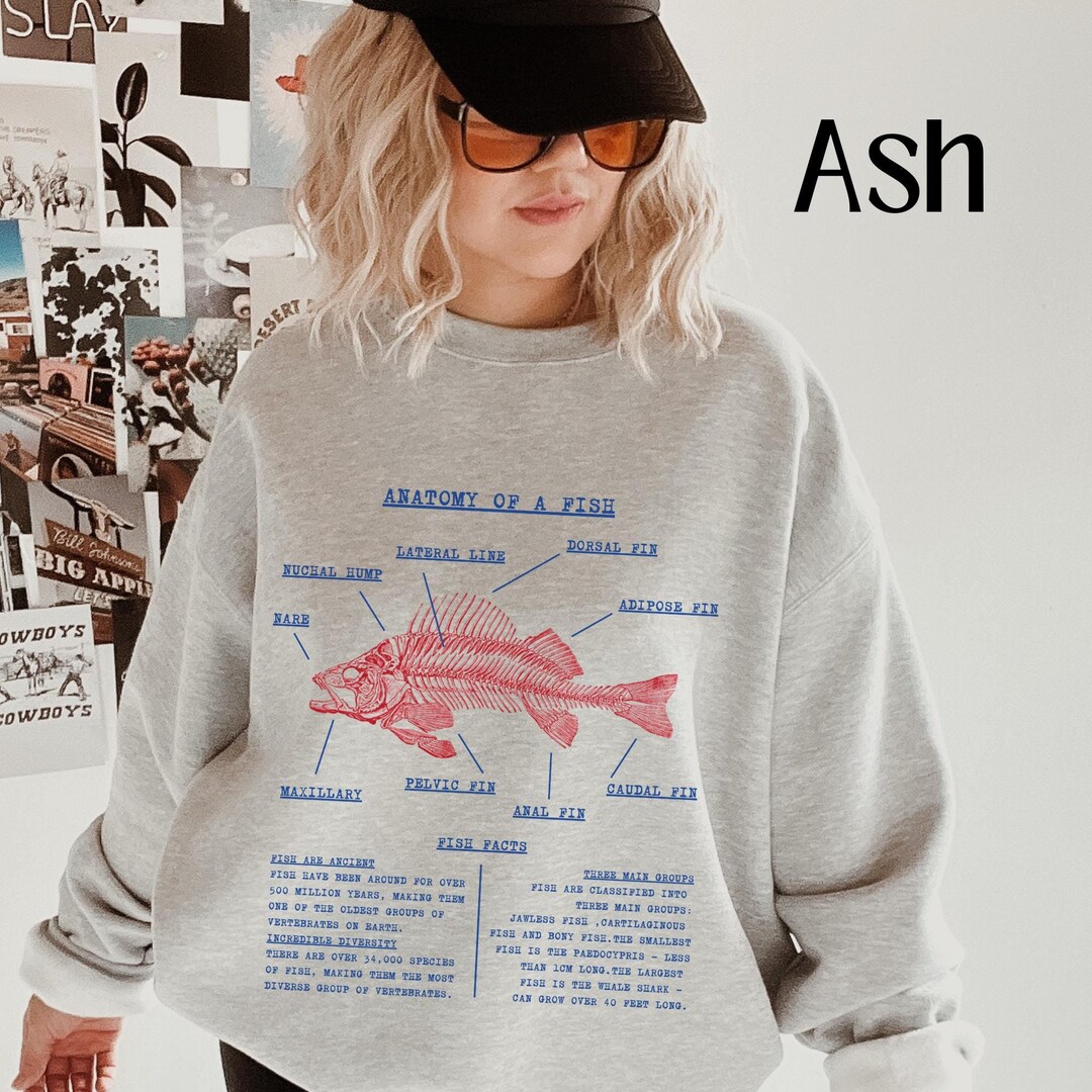 Fish Anatomy Science Sweatshirt Oceancore Rainbow Trout Fish Sweatshirt ...