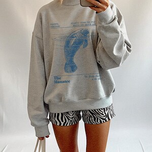 Manatee Sweatshirt Oceancore Manatee Gifts Coconut Girl Nature Stuff Environmental Gifts Marine Biology Manatee Sweater Mermaidcore Gorpcore image 6