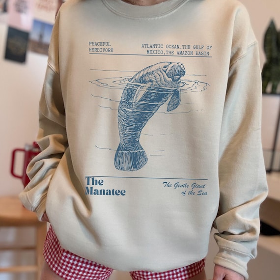 Manatee Sweatshirt Oceancore Manatee Gifts Coconut Girl Nature Stuff Environmental Gifts Marine Biology Manatee Sweater Mermaidcore Gorpcore