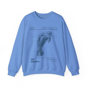 Manatee Sweatshirt Oceancore Manatee Gifts Coconut Girl Nature Stuff Environmental Gifts Marine Biology Manatee Sweater Mermaidcore Gorpcore Carolina Blue