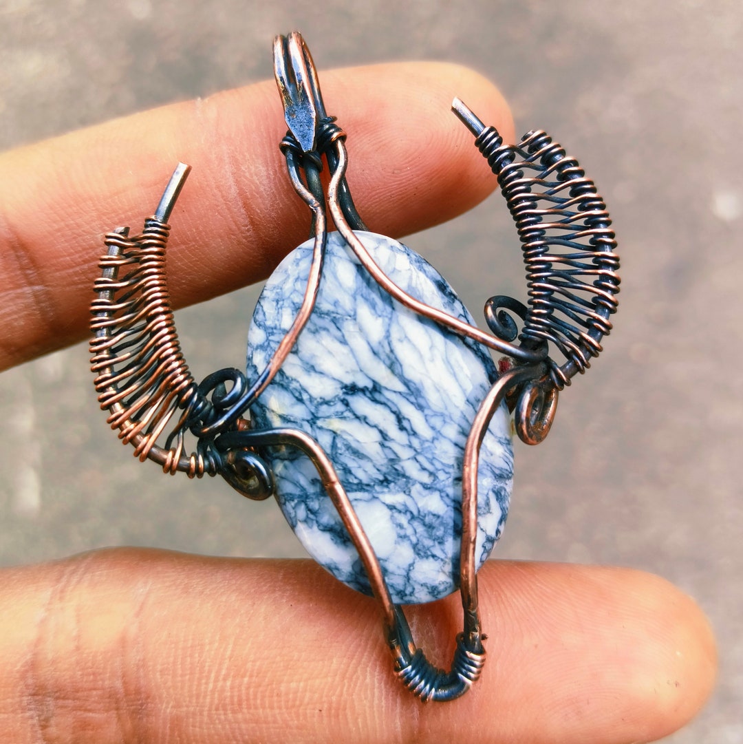 Pinolith Jasper Pendant Copper Wire Wrapped Pendant Gemstone Pendant ...