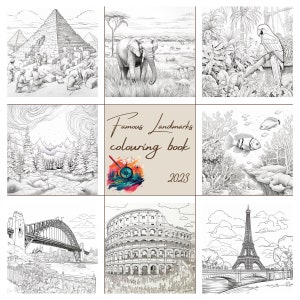 World Landmarks Colouring Book - Instant Download