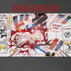 One Piece TCG - Ace Manga - Cross Fire!! - White Playmat Design by ZD (Digital for Custom Print!!!)