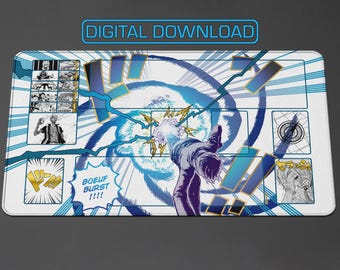 One Piece TCG - Sanji Manga - Boeuf Burst - White Playmat Design by ZD (Digital for Custom Print!!!)
