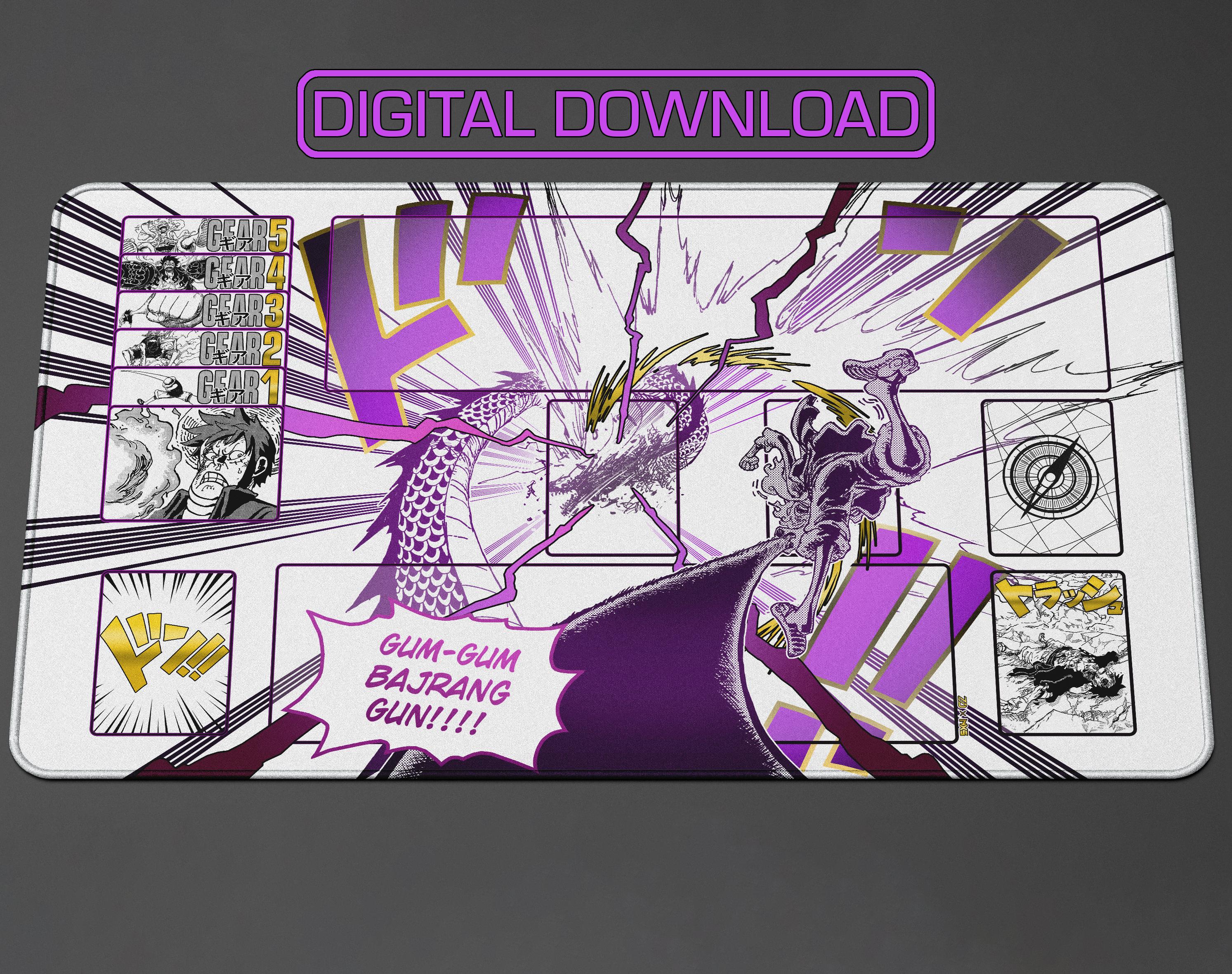 One Piece TCG - Luffy Manga - Gum-Gum Bajrang Gun - White Playmat Design by ZD (Digital for Custom Print!!!)