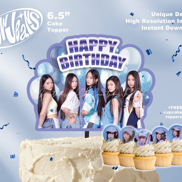 Gâteau d'anniversaire imprimable New Jeans pour New Jeans Décoration de fête d'anniversaire Kpop Téléchargement immédiat