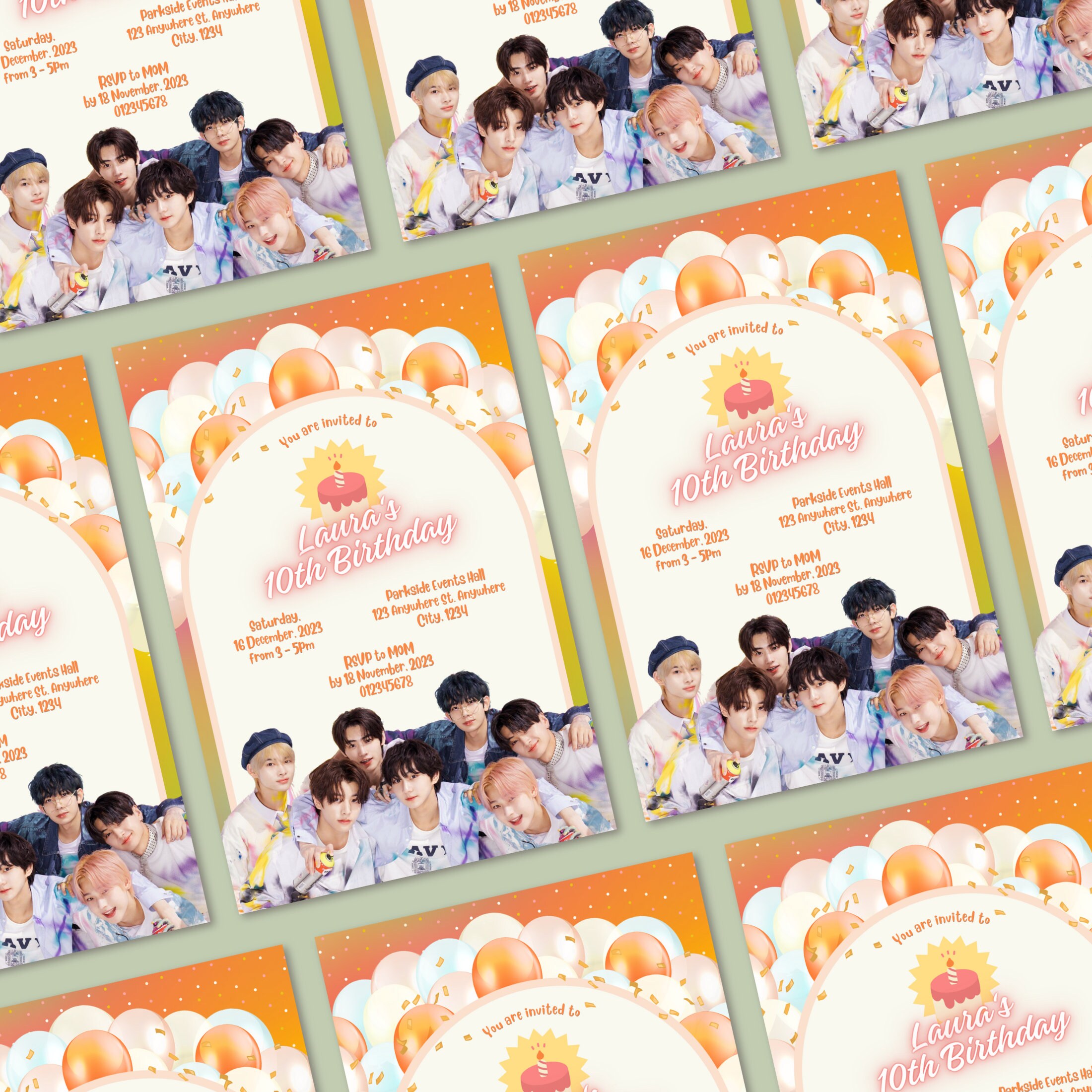 Printable Enhypen Birthday Invitation, Digital Kpop Party Invite