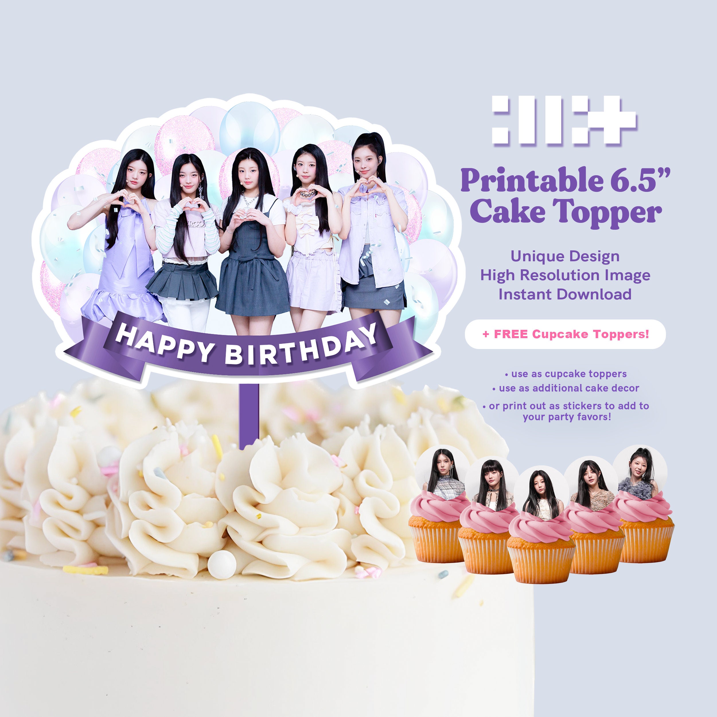 Printable Illit Cake Topper for Birthday, Instant Download Kpop Party