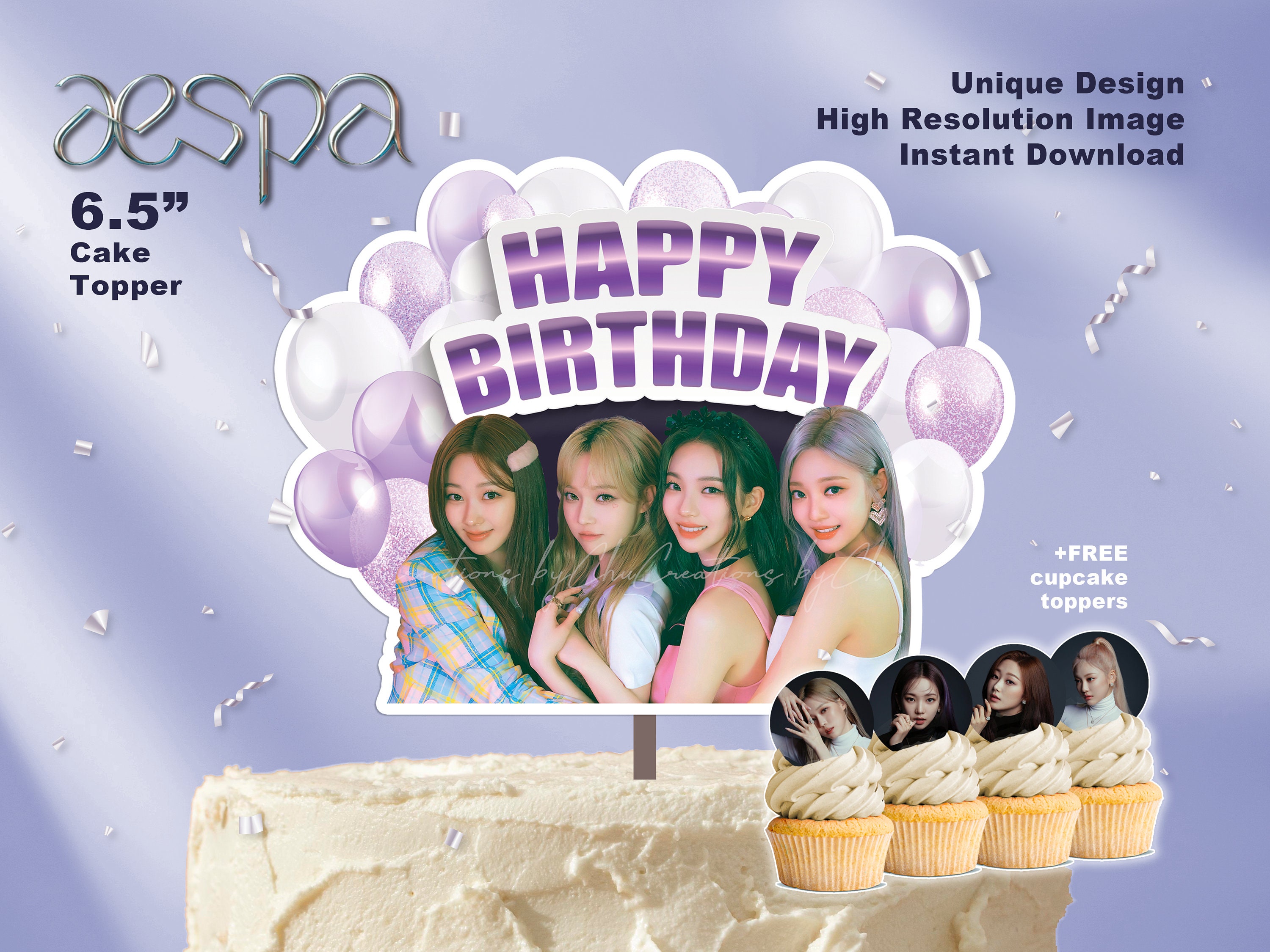 Printable AESPA Birthday Cake Topper for AESPA Kpop Birthday - Etsy