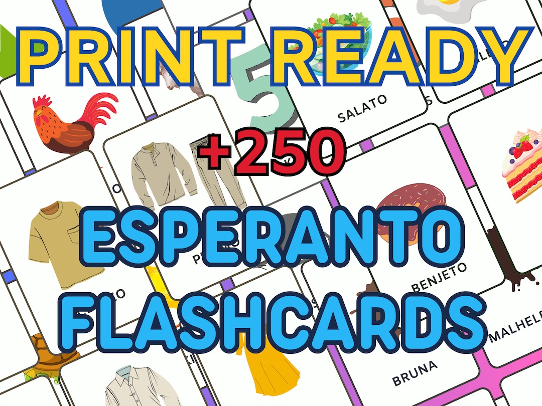 Esperanto Flashcards Print Ready Digital File - Etsy