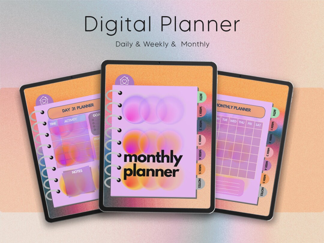 Monthly Planner iPad Planner Digital Planner Goodnotes Etsy