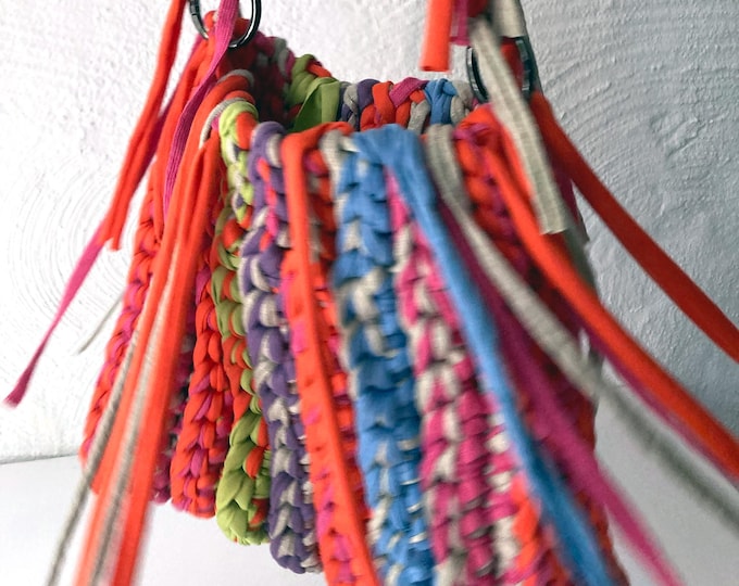 Featured listing image: Summer sun beach shoulder bag in an Ibiza color mix! Favorite bag in beige, pink, orange, turquoise, and casual fringes! Handmade boho chic!