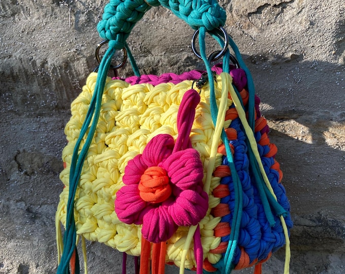 Featured listing image: Retro style handbag "Diner's Club Bag"! Handmade bag in sweet candy colors. XXL flower on top! The 50s with Hollywood glamour!