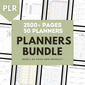 PLR Planner Bundle: 50+ Resell Templates, Canva (Digital Download)